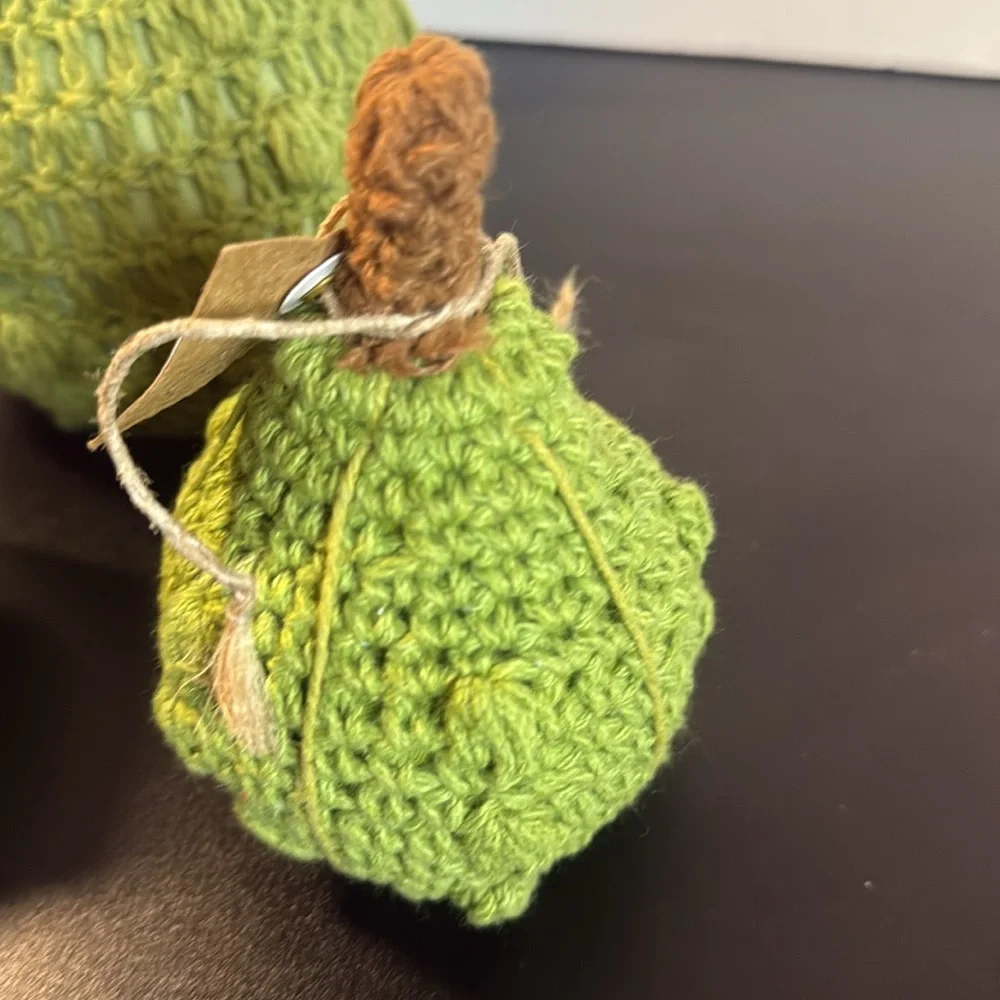 Mudpie Green and Brown Crochet Gourds Set of 3‎ Decor Fall